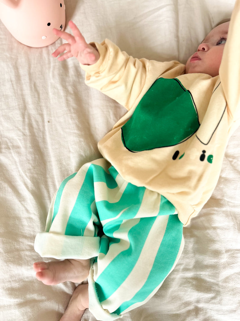 Stripes baby pants - Off white/mint