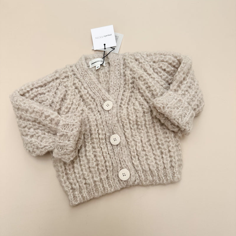 Fluffy knit cardigan - Tostado