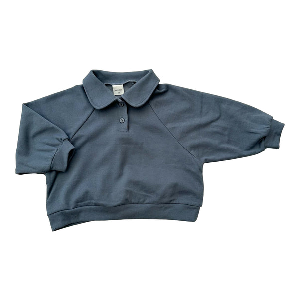 Casual polo sweatshirt - Washed blue