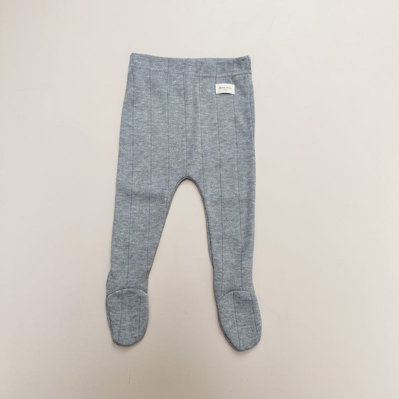 Soft rib leggings with feet - Grey melange