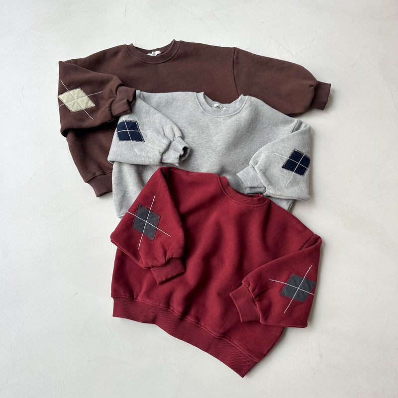 Argyle patch sweatshirt - Grey melange