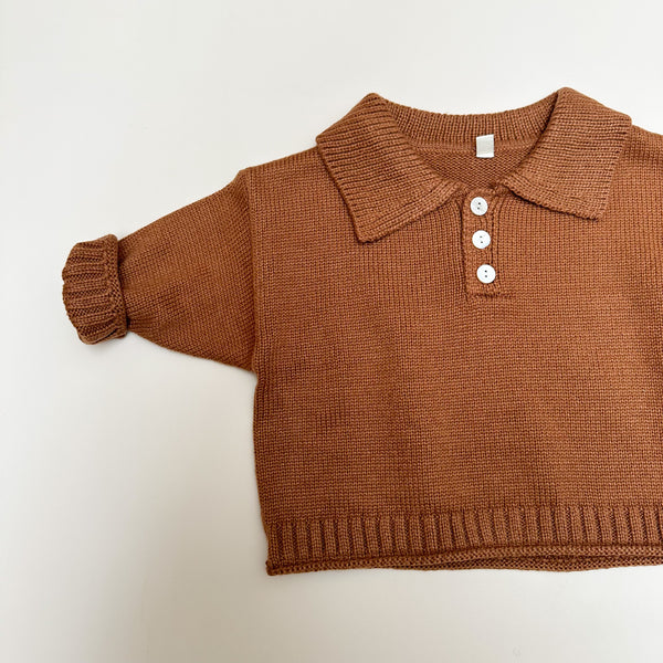 Knitted polo - Caramel