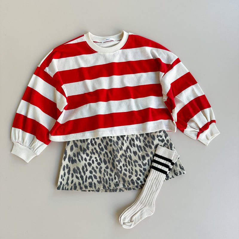 Cropped big stripe sweatshirt - Red