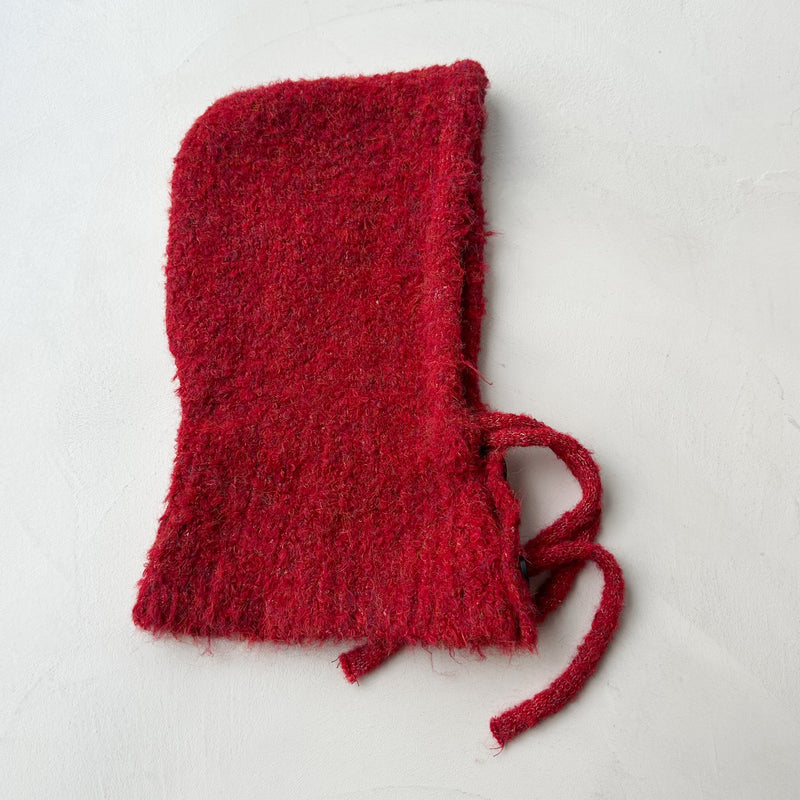 Bouclé button balaclava - Dark red melange