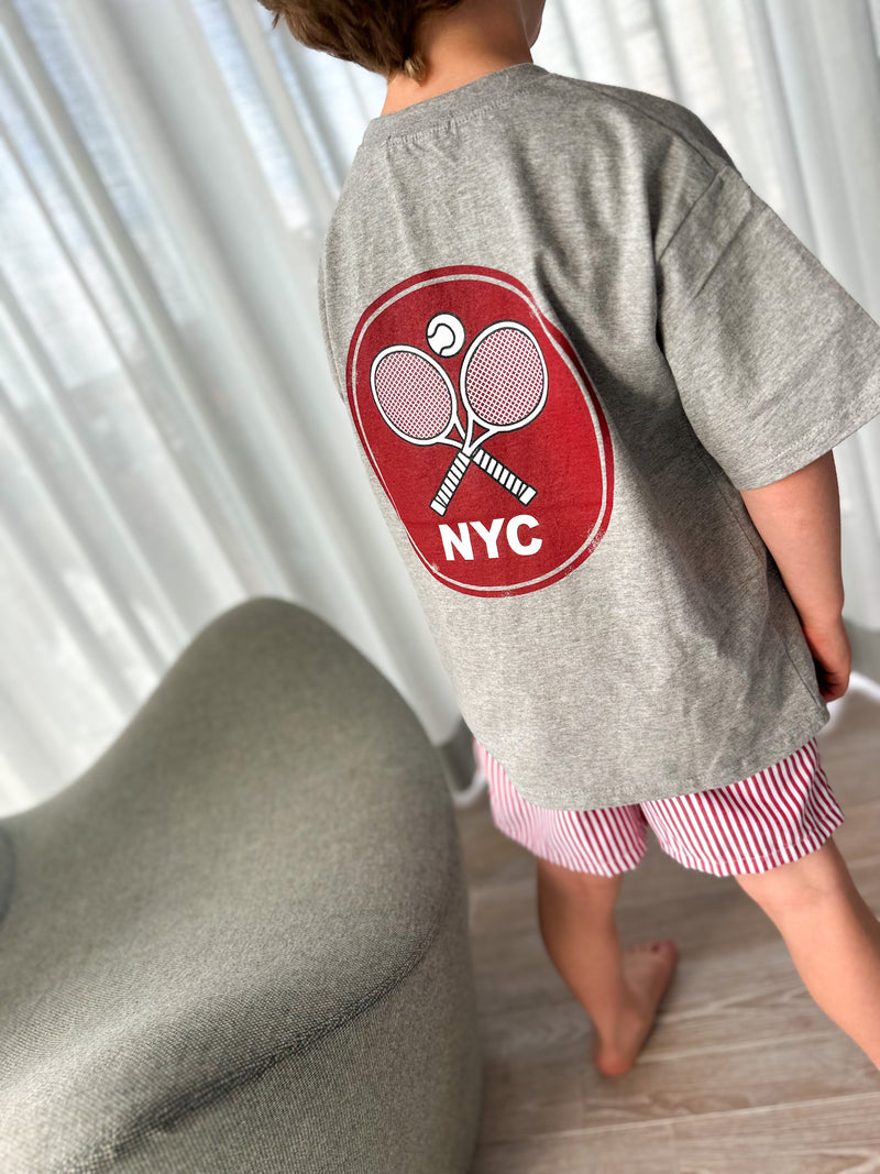 NYC tennis tee - Grey melange