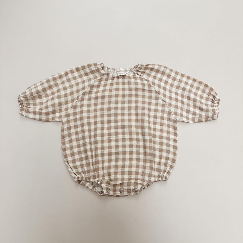Muslin check onesie - Beige