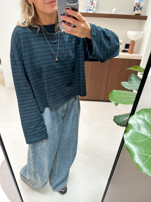 Dore crop tee women - Navy/green