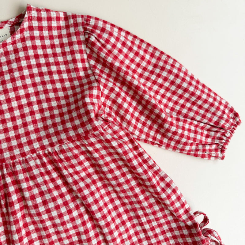 Flanel frill check dress - Red