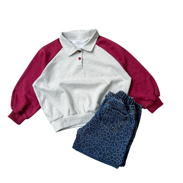 Raglan collar sweatshirt - Ruby