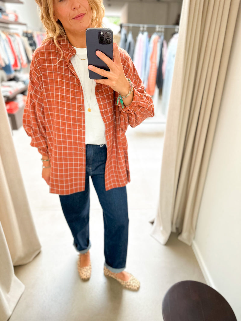 Baiau oversized check shirt - Orange