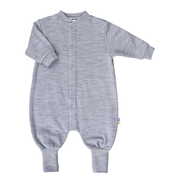 Fleece lined wool onesie - Grey melange