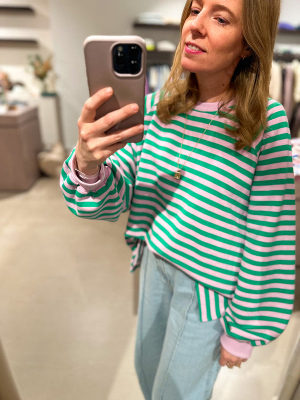 Alson striped sweatshirt - Green/lilac