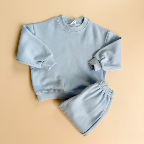 Basic fleeced jogger set - Sky blue