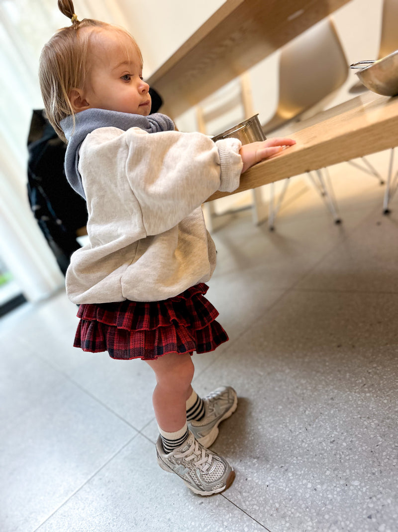 Flannel check shorty skirt - Red