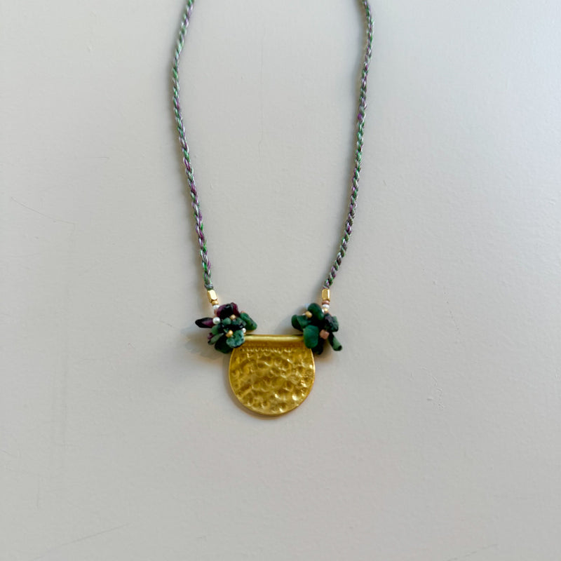 Medallion x onyx rope necklace - Green mix