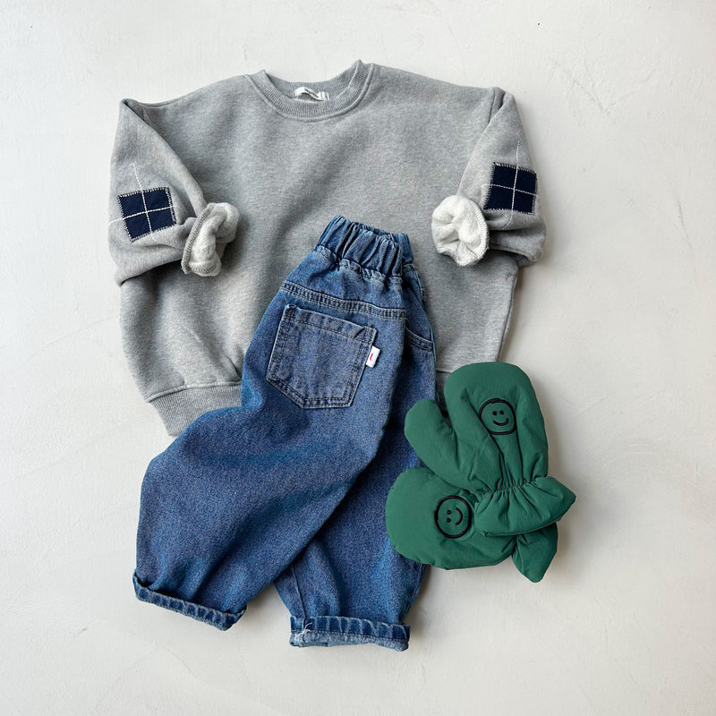 Argyle patch sweatshirt - Grey melange