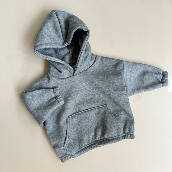 Chunky fleece hoodie - Medium grey melange