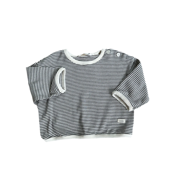 Daily striped button tee - Black