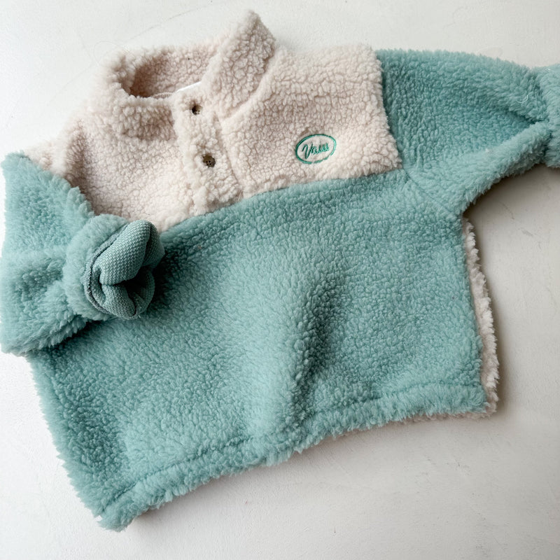 Bicolor pile jumper - Mint/cream
