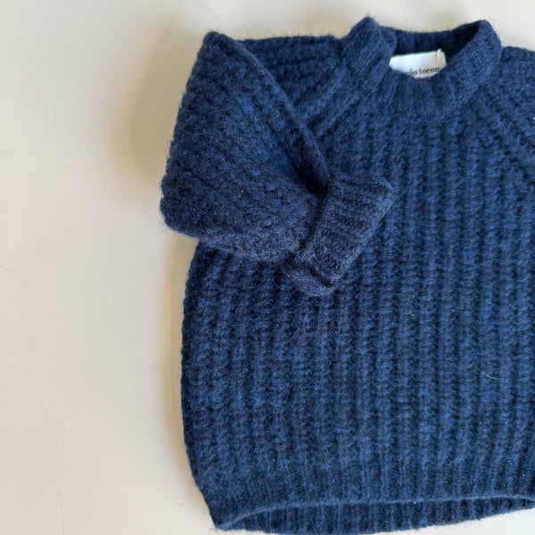 Knitted wool sweater - Navy melange