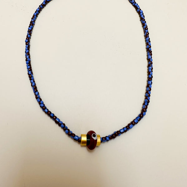 Bicolor necklace x lucky eye - Blue/brown