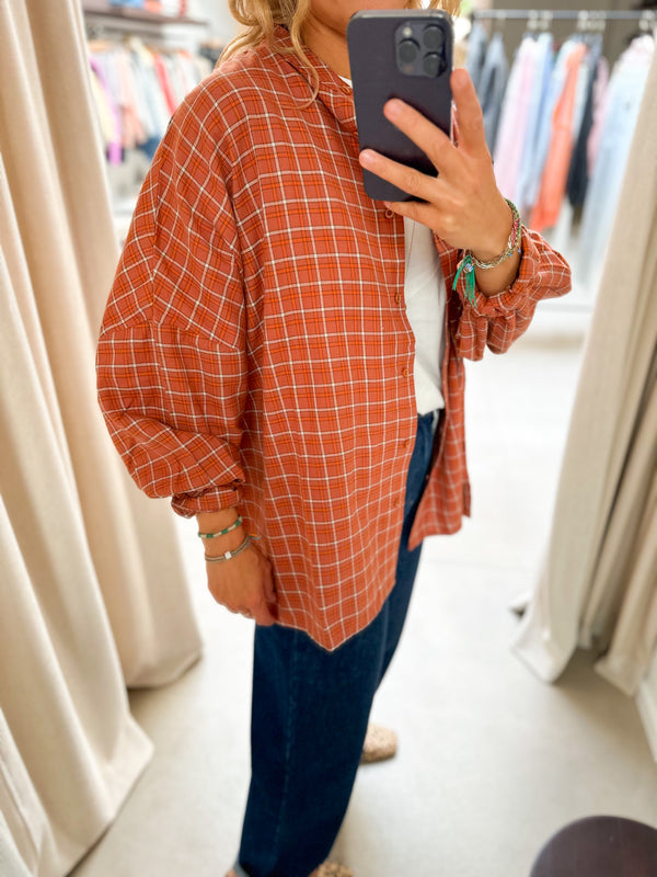 Baiau oversized check shirt - Orange