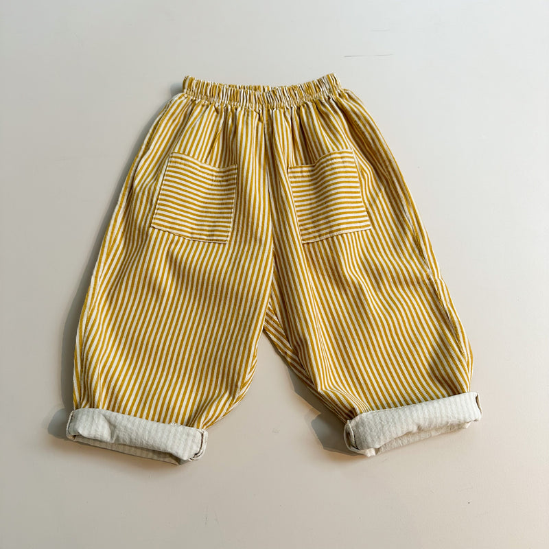 Striped corduroy pocket pants - Mustard