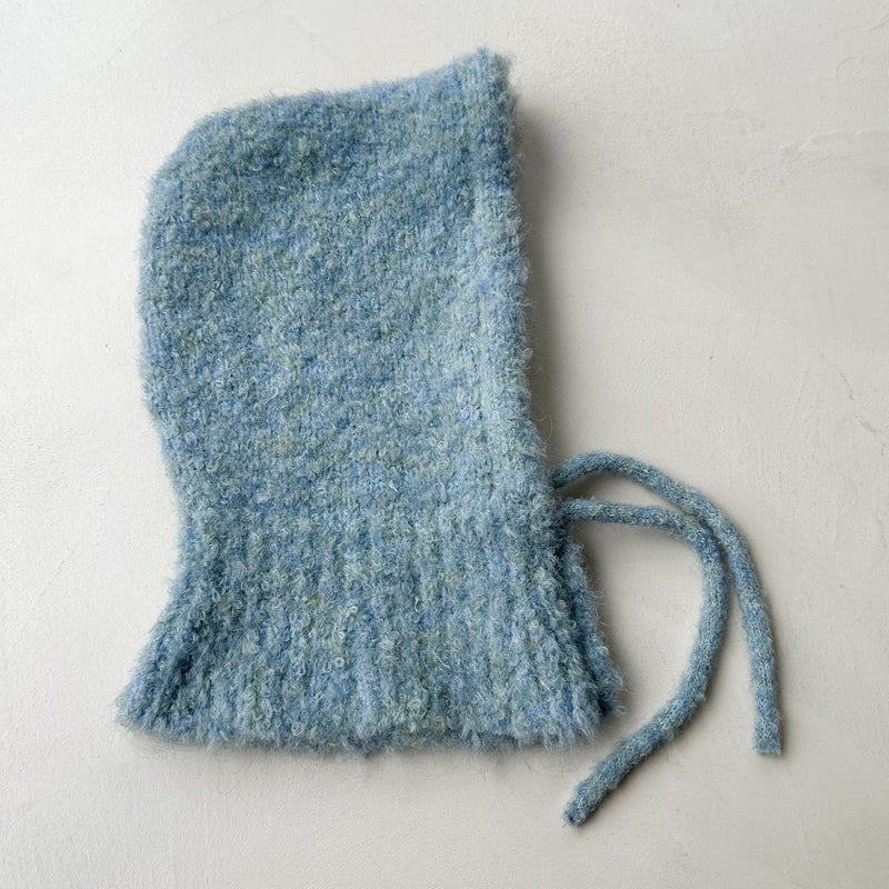 Bouclé button balaclava - Light blue melange