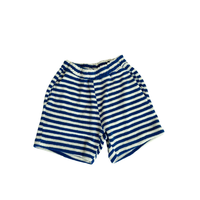 Striped terry short - Cobalt blue
