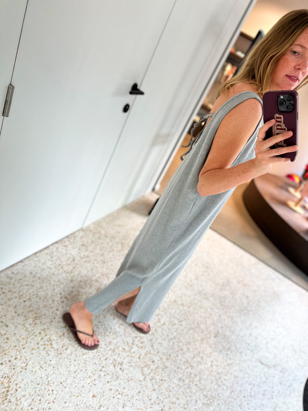 Open back summer dress - Grey melange