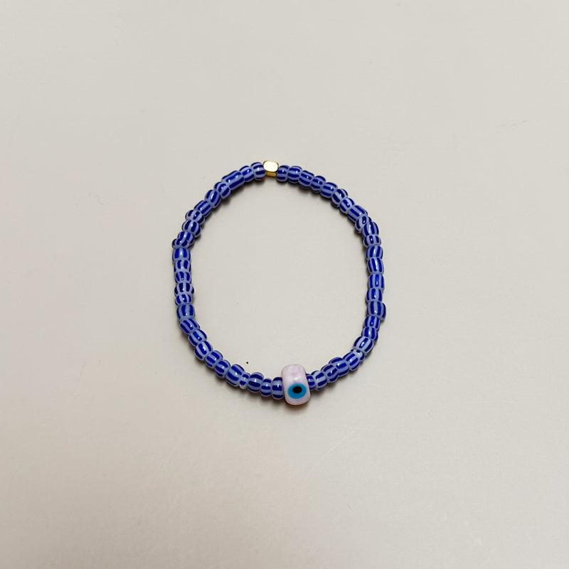 Striped beads eye bracelet - Blue/pink