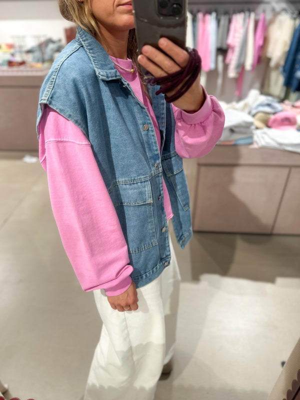 Oversized denim vest - Blue washing