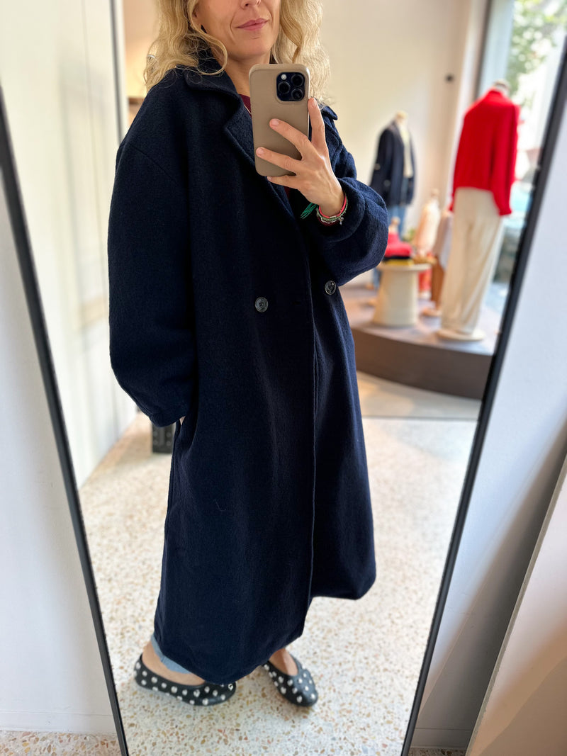 Monk virgin wool coat - Navy