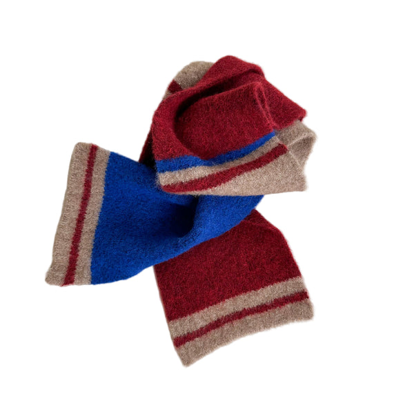 Color block scarf - Beige/red/blue
