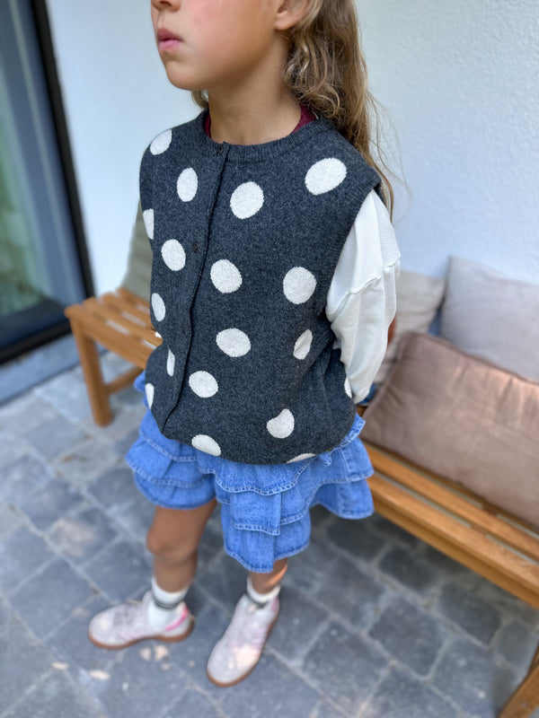 Wool mix polka dot vest - Charcoal