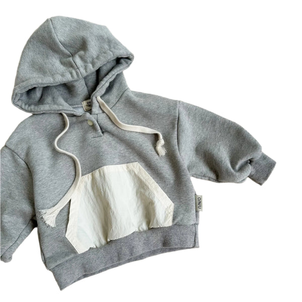 Button hoodie - Grey melange