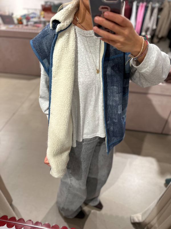 Vita patch denim vest - Blue washing