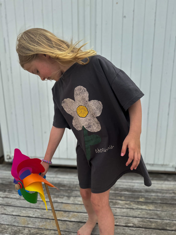 Flower tee dress - Charcoal