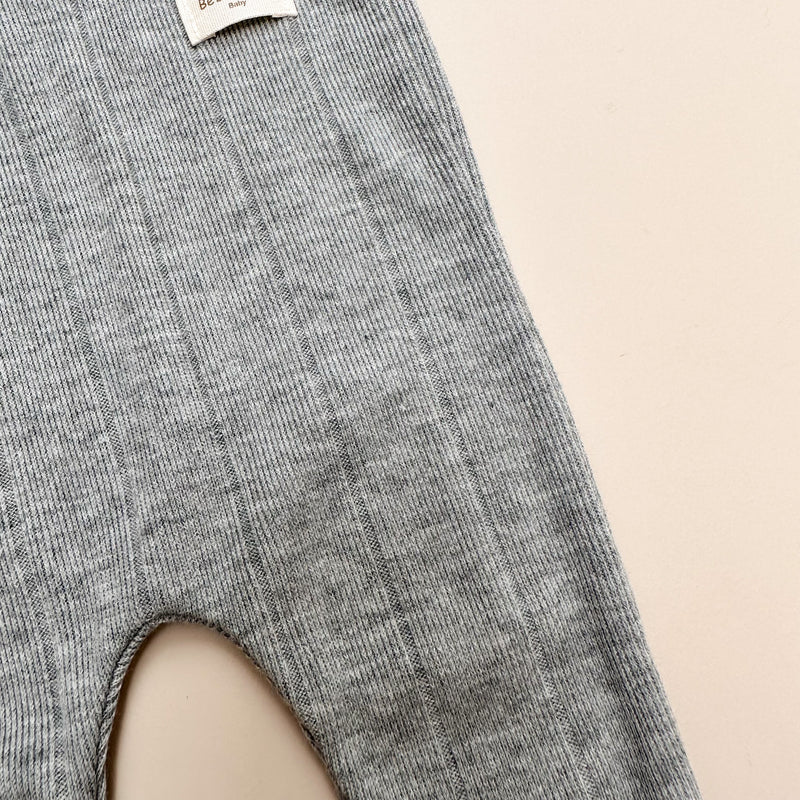 Soft rib leggings with feet - Grey melange