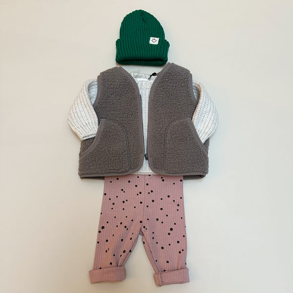Bebe dumble fleeced zip up vest - Cocoa