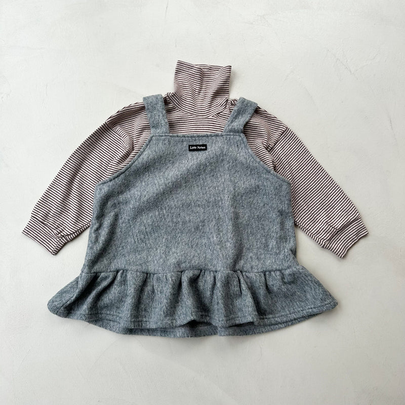 Fleece mini ruffle dress - Light grey melange