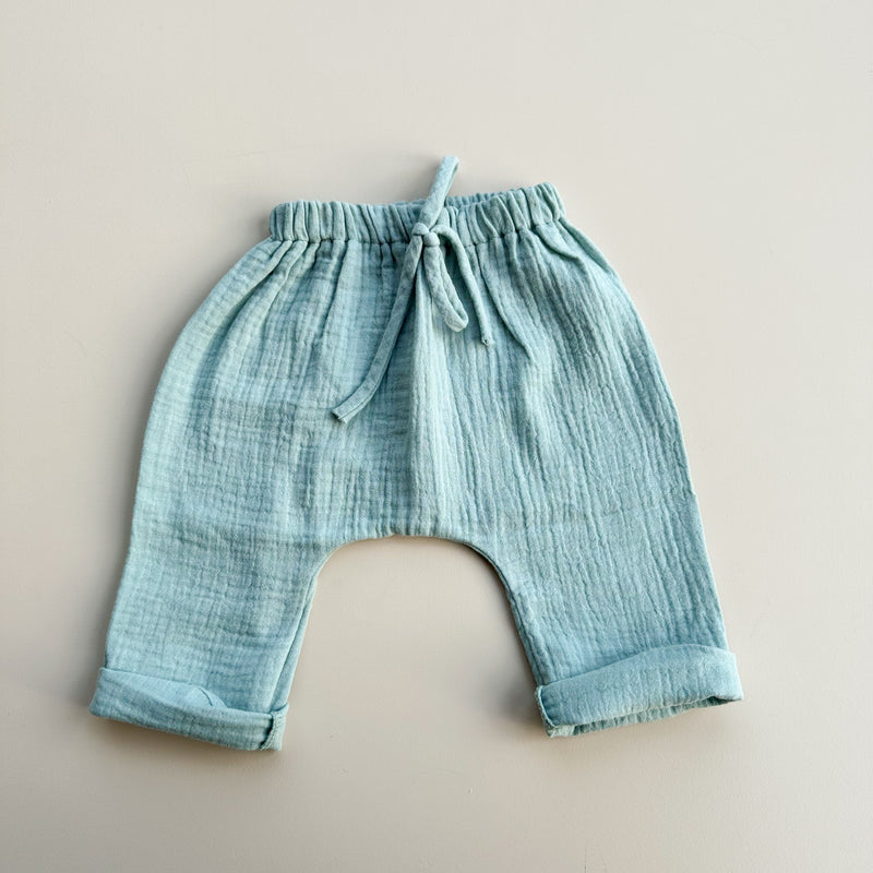 Muslin baggy pants - Ice blue