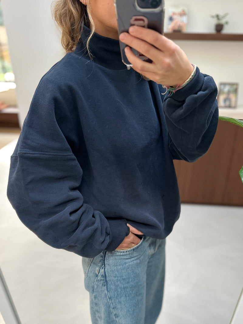 Soft turtleneck sweatshirt - Navy