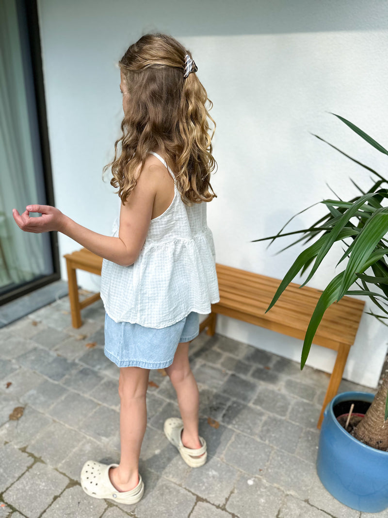 NB wide pocket denim shorts - Light blue