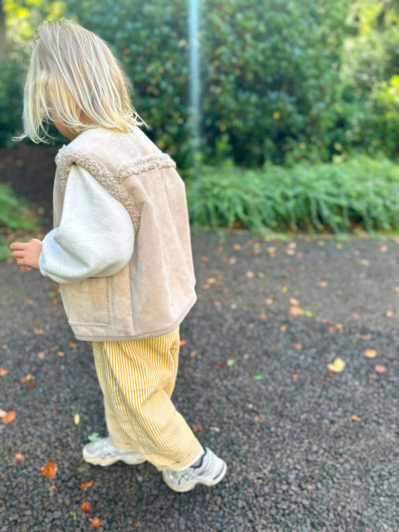 Striped corduroy pocket pants - Mustard