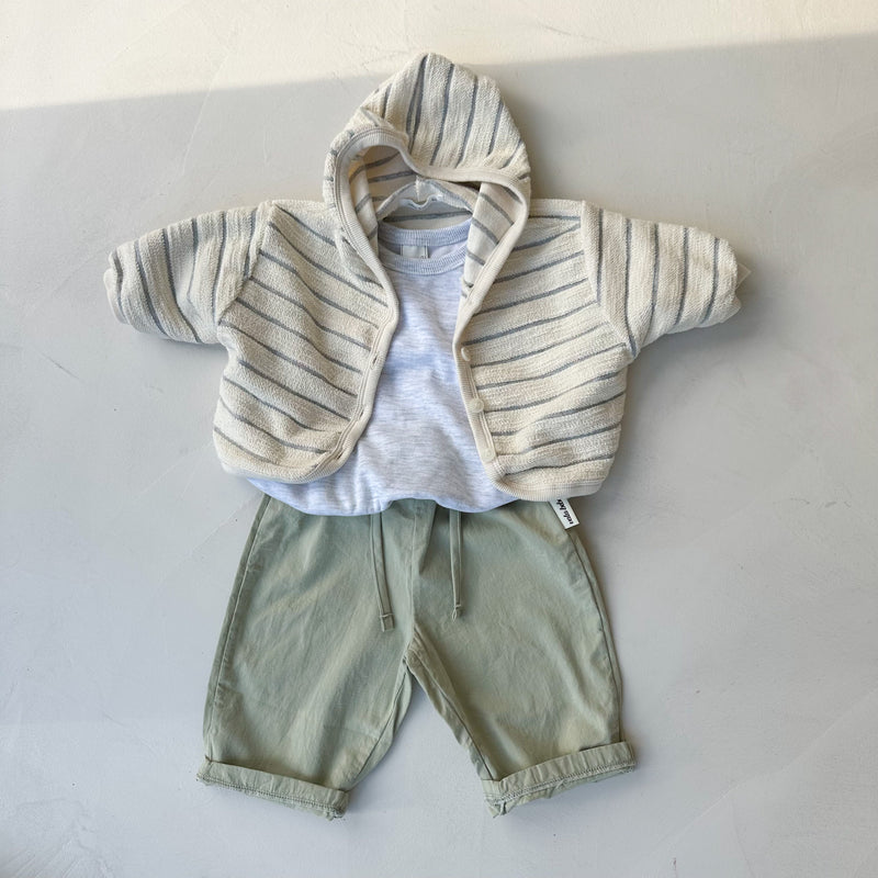 Bebe terry hoodie jacket - Cream/grey melange