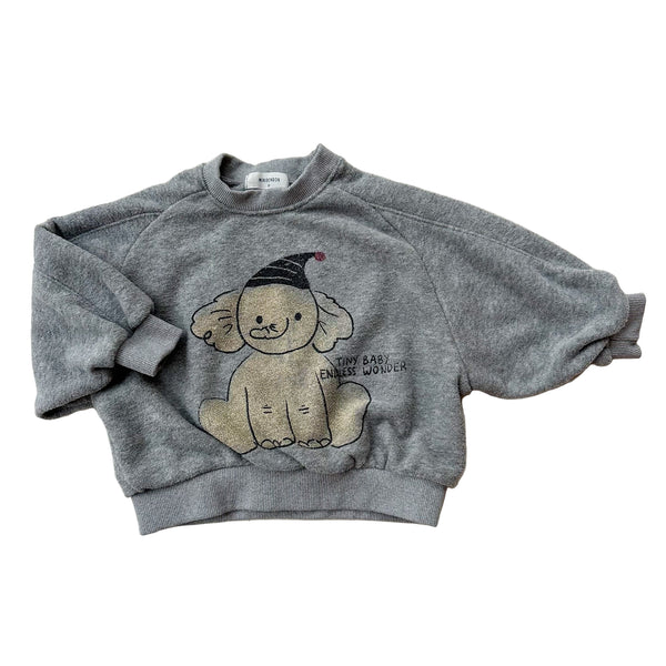Fleeced terry elephant sweatshirt - Grey melange