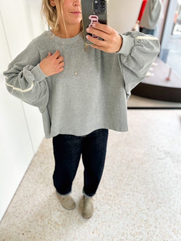 Cécé terry tape sweatshirt women - Grey melange