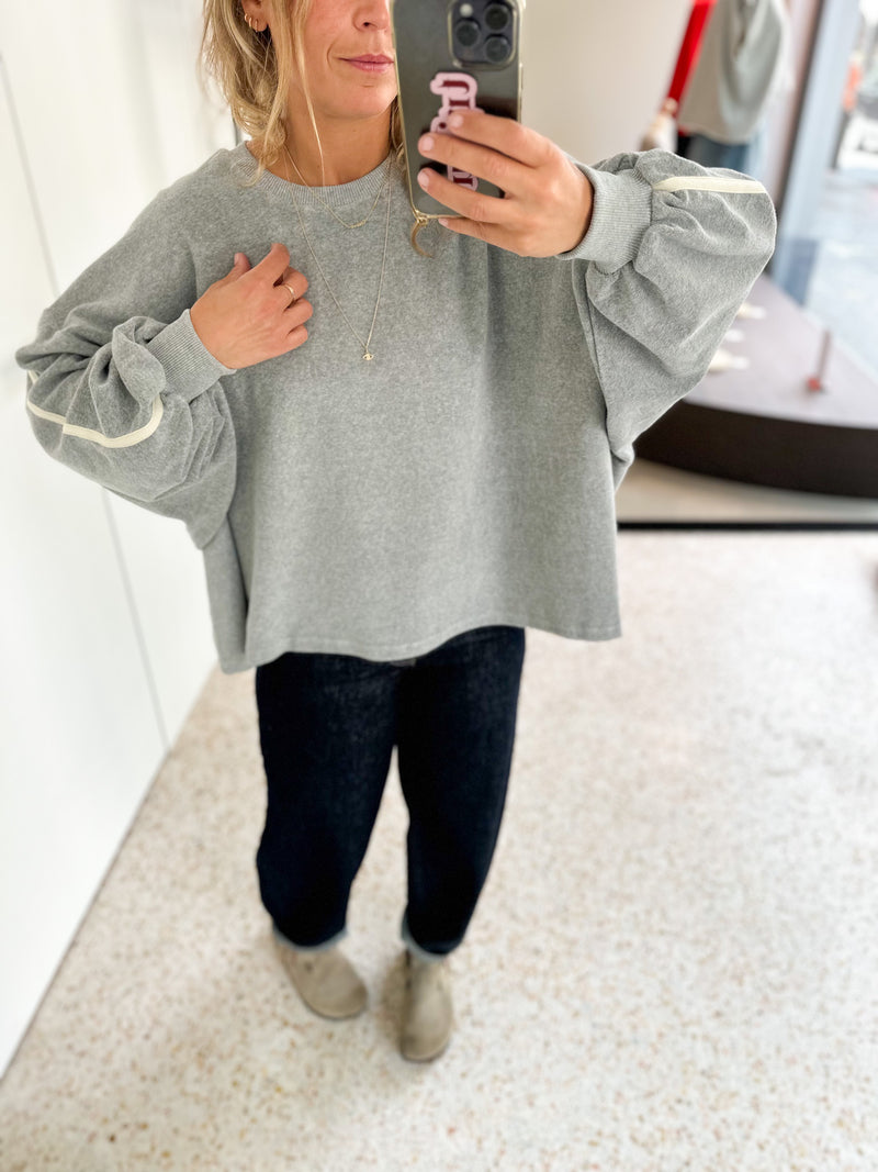 Cécé terry tape sweatshirt women - Grey melange