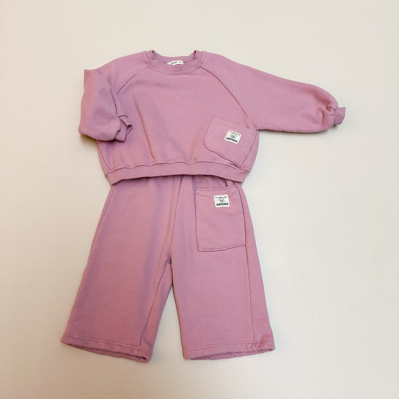 Pocket fleeced sweater - Lilac pink